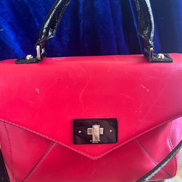 Kate Spade Red Leather Handbag with Black Poka Dot Lining - Picture 9 of 12